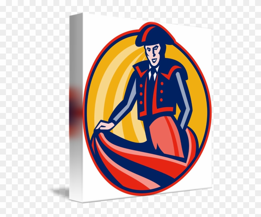 Matador Clipart Cape - Matador Bullfighter Cape Retro Tile Coaster - Png Download