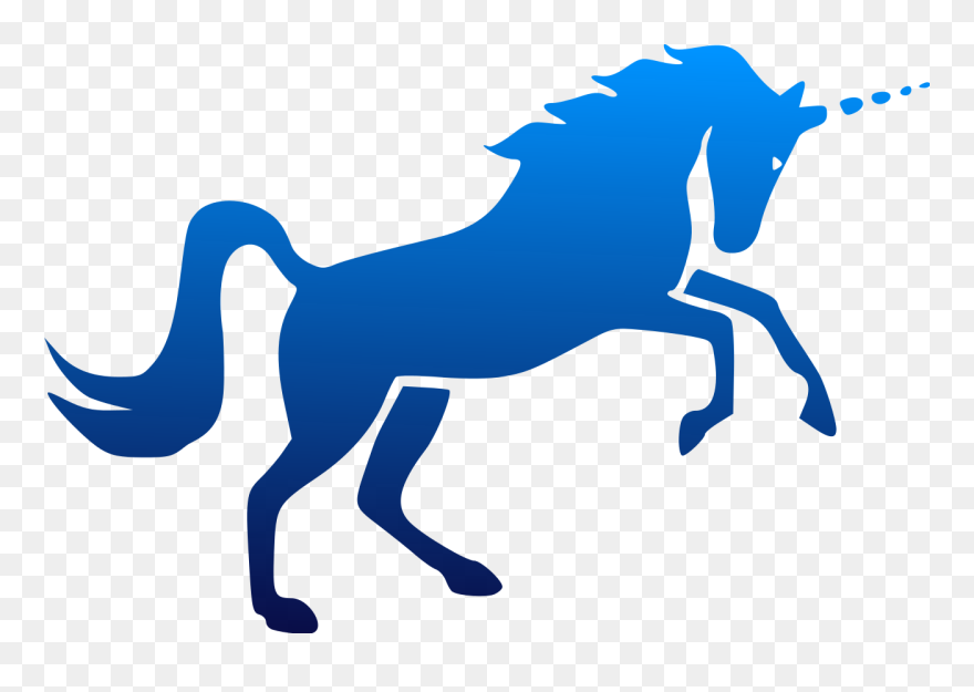 Plain Full Blue Unicorn Silhouette Tattoo Design - Unicorn Creative Commons Clipart