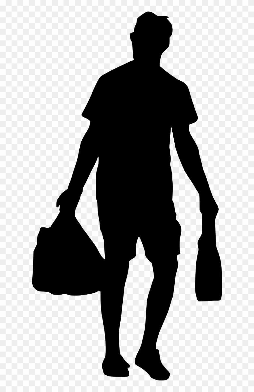 Shopping Bags Man Walking - Food Shopping Bags Silhouette Clipart