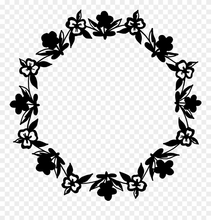 10 Circle Floral Frame Vector Png Transparent Svg Nautical - Black Flower Circle Png Clipart
