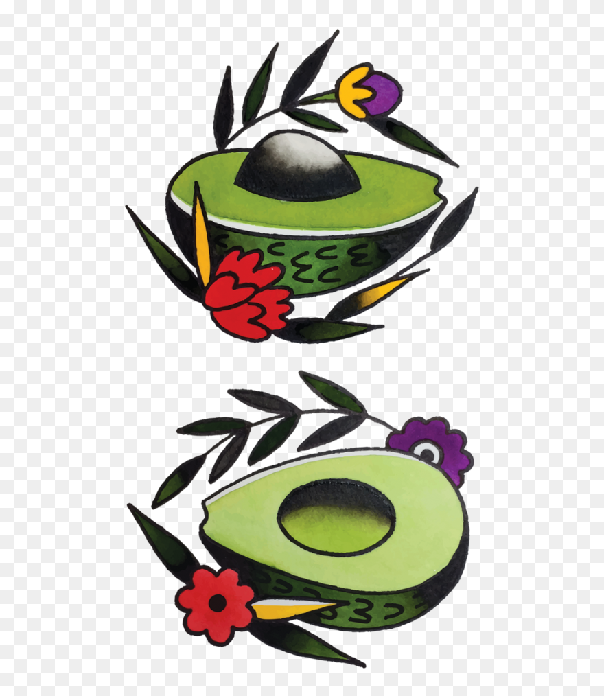 Avocado - Traditional Avocado Tattoo Clipart
