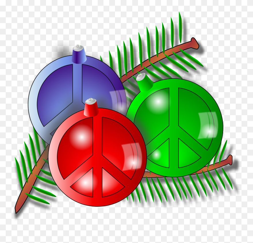 Xmas Globe Christmas Holiday Peace Symbol Sign Christmas - Christmas Ornaments Clipart - Png Download