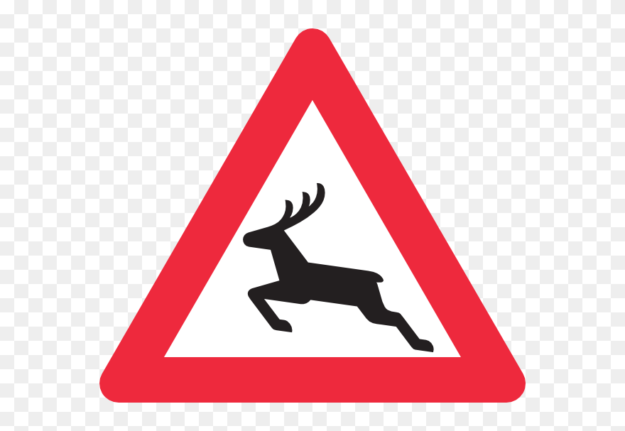 Deer Crossing - Sharp Curve Right Sign Clipart