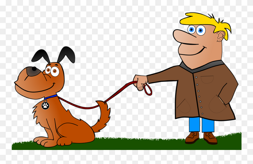 Spaziergang Mit Hund Comic Clipart