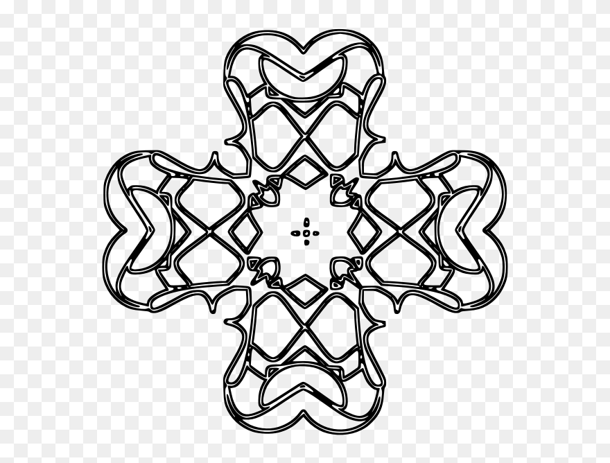 Rounded Decorated Cross Outline Vector Illustration - Clip Art Cross - Png Download