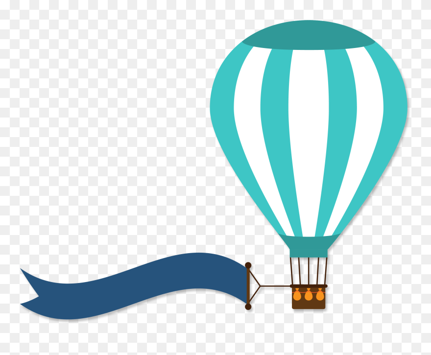 Flight Balloon Hot Air Flag Airplane Clipart - Hot Air Balloon With Flag Clipart - Png Download