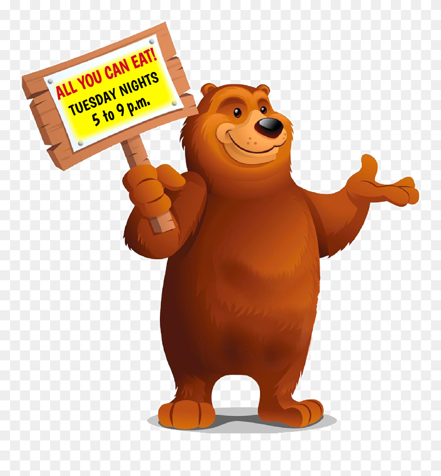 Eat Clipart Yummy Pizza - Bear Holding Sign - Png Download