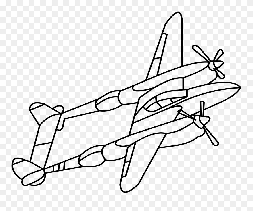 P38 Fighter Plane Ww2 Clip Arts - Ww2 Fighter Plane Drawings - Png Download