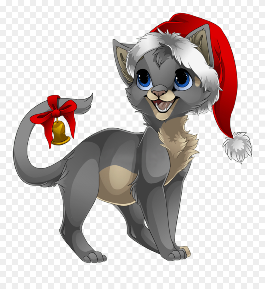 Transparent Animierte Cliparts Weihnachten - Santa Cat Cartoon Clupart - Png Download