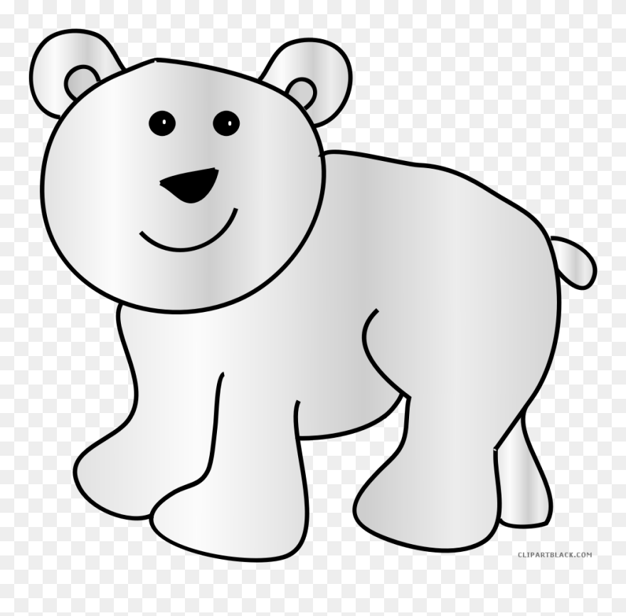 Polar Bear Animal Free Black White Clipart Images Clipartblack - Clip Art - Png Download