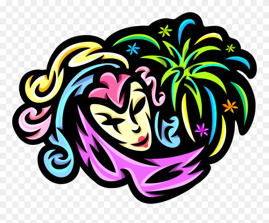 Vector Illustration Of New Orleans Mardi Gras, Shrove - Illustration Clipart