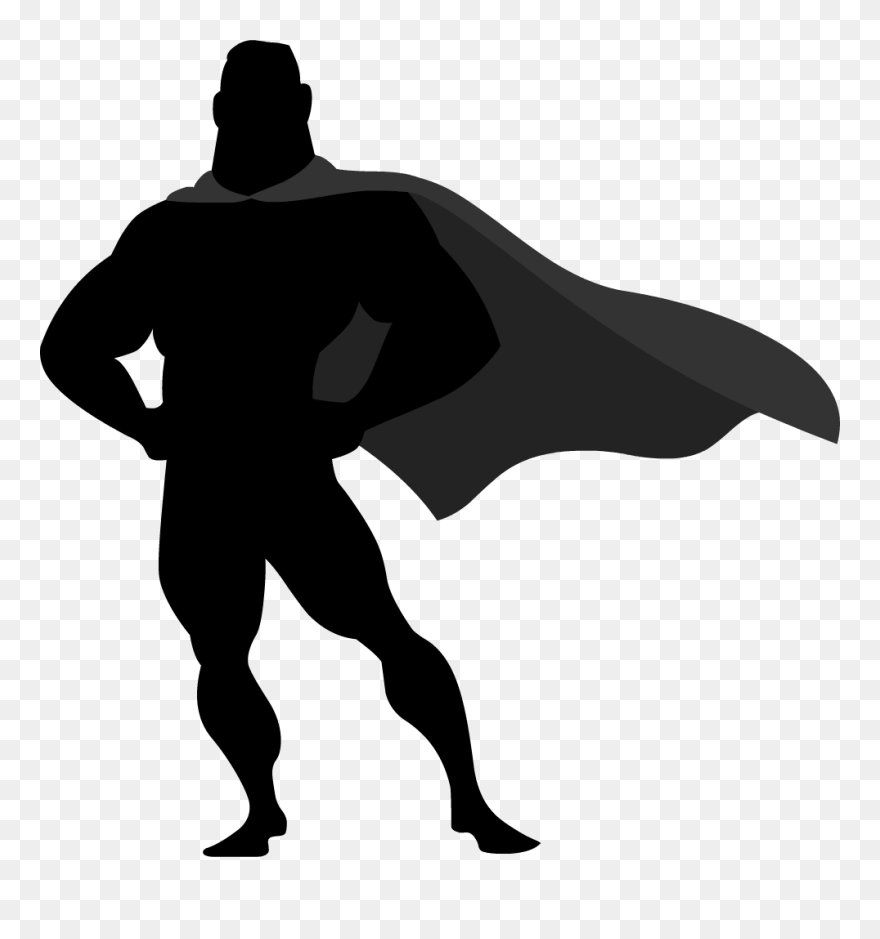 Silhouette Clipart Superhero - Silhouette Superhero Transparent Background - Png Download