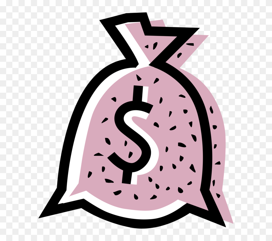 Vector Illustration Of Money Bag, Moneybag, Or Sack - Pink Money Bag Png Clipart