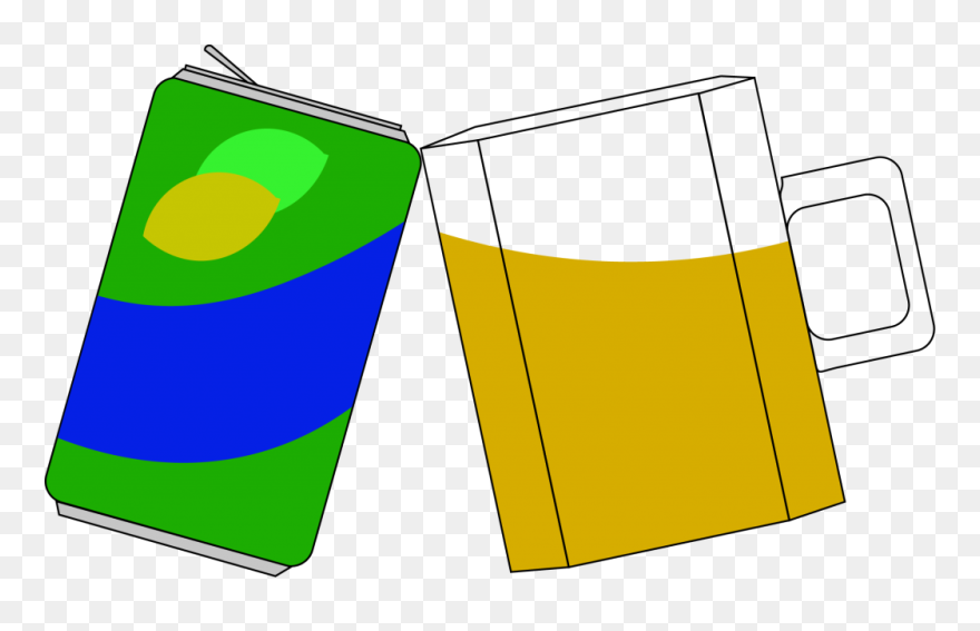 A Lemon Lime Soda Can Cheersing With A Beer Mug Clipart