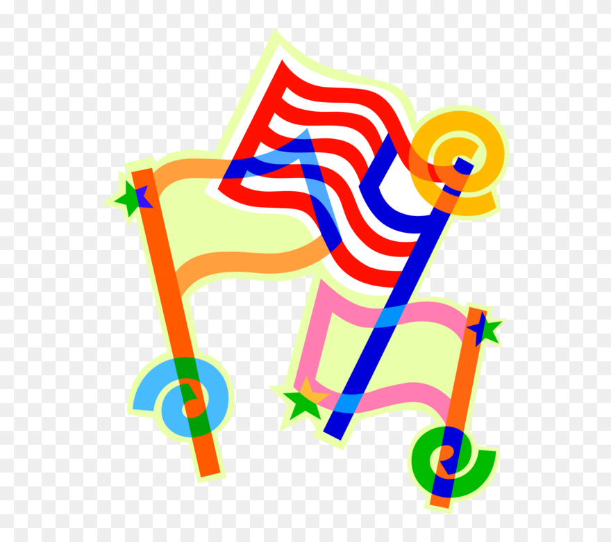 Vector Illustration Of United States Stars And Stripes - Flag Clipart