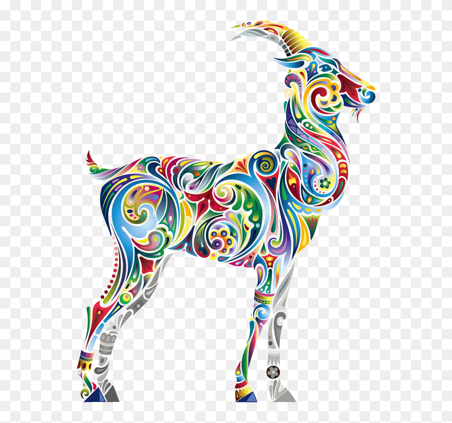 Color Vector Animal Hd Image Free Png Clipart - Multi Colored Goat Transparent Png