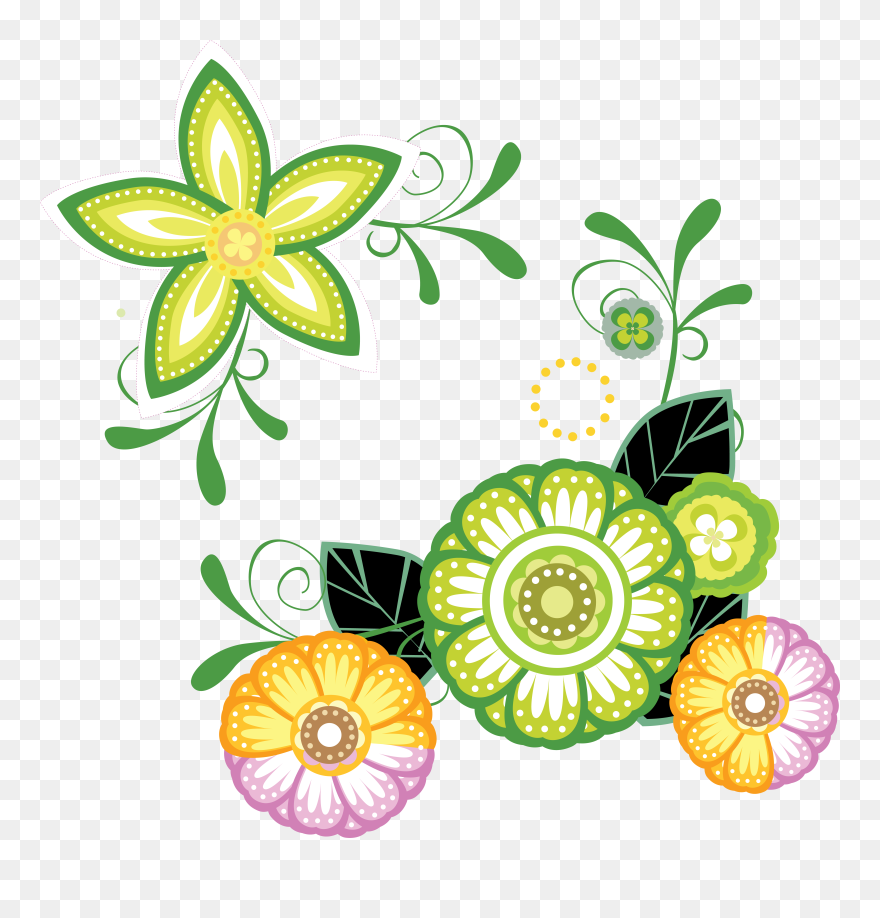 Разноцветные Цветы - Clip Art - Png Download