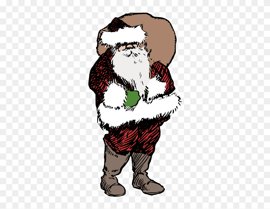 Simple Coloured Santa - Christmas Day Clipart