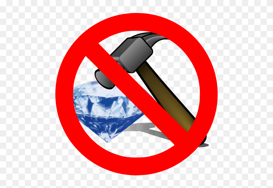 No Breaking A Diamond With A Hammer Sign Vector Illustration - Breaking A Diamond Clipart