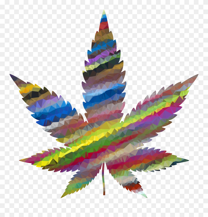 Low Poly Prismatic Marijuana Leaf - Marijuana Leaf Clipart