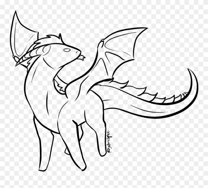 Water Dragon Drawing - Transparent Dragon Line Art Clipart