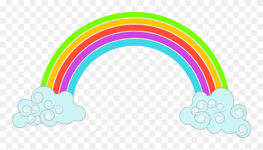 Clouds With Rainbow Image - Cute Rainbow Vector Png Clipart