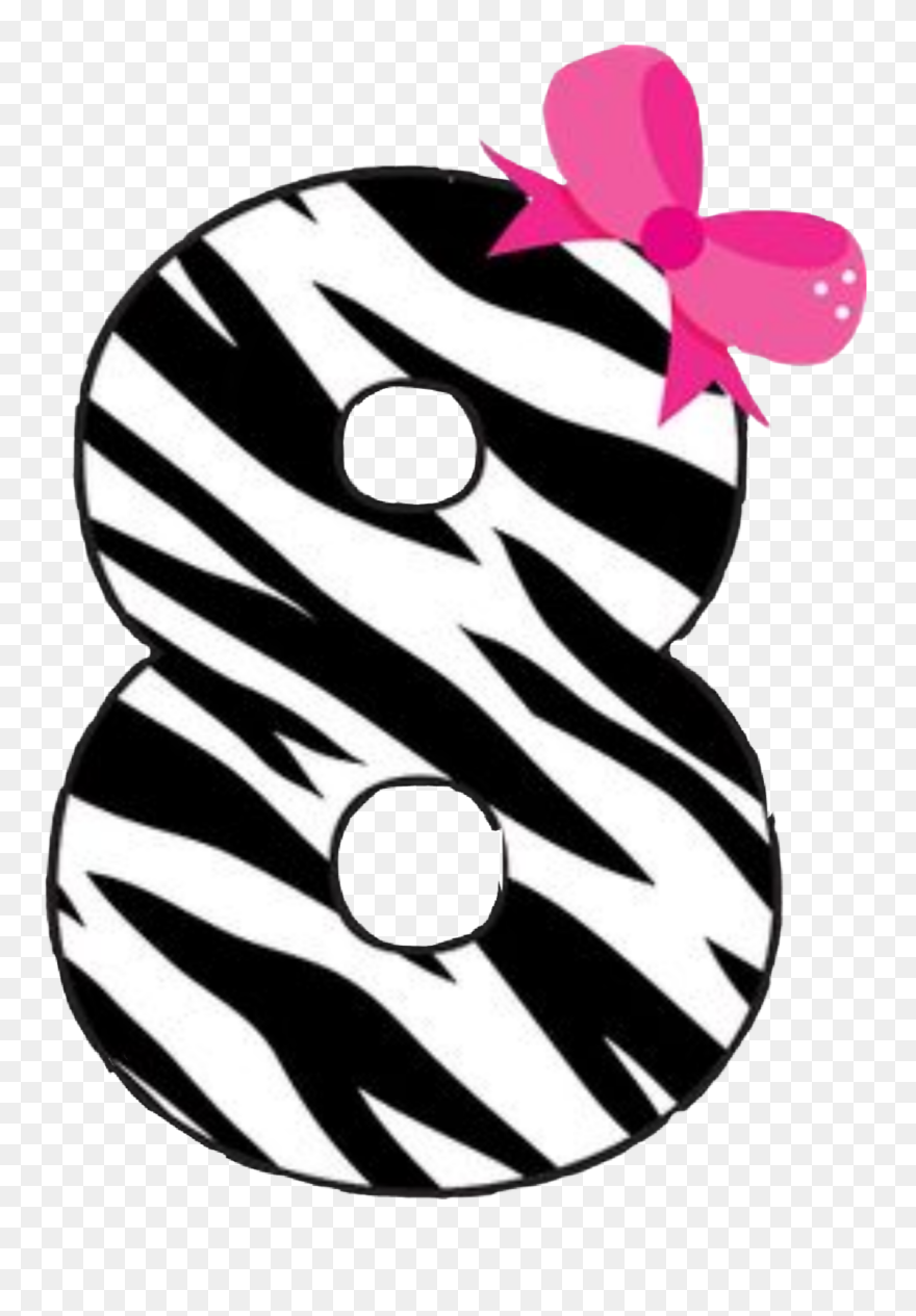 #8 #number8 #zebra #zebraprint - Cute Number Clipart - Png Download