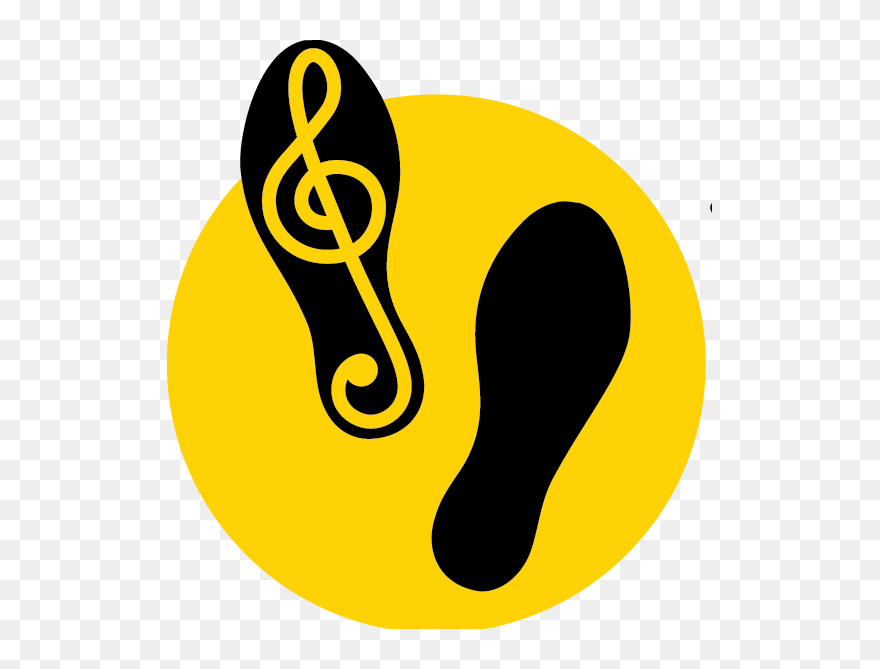 A Yellow Circle With Two Footprints Clipart
