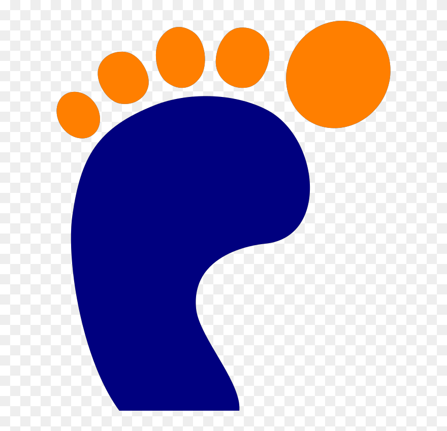 Blue Footprint With Orange Toes Svg Clip Arts - Png Download