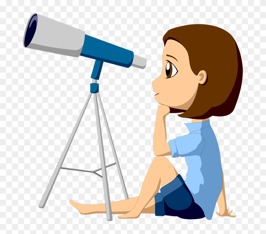 Girl With Telescope Clipart - Png Download