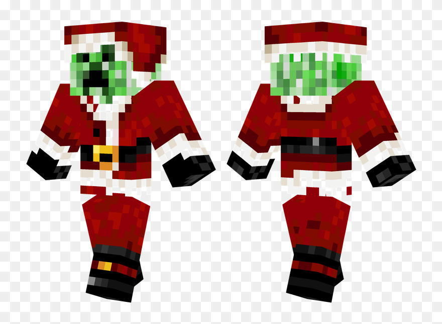 Transparent Minecraft Creeper Png - Minecraft Santa Skin Clipart