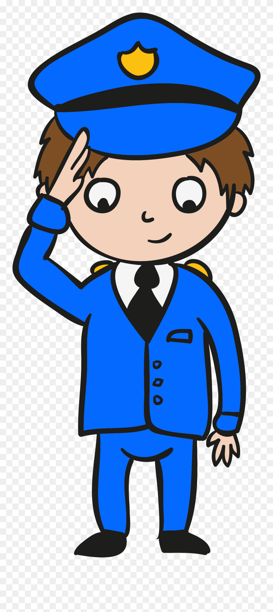Policeman Clipart Salute, Policeman Salute Transparent - Police Officer Salute Cartoon - Png Download