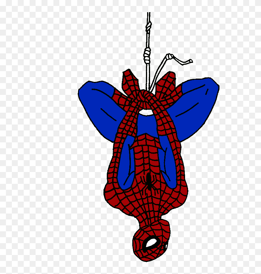 Spiderman Upside Down Clipart - Spiderman Hanging Upside Down - Png Download