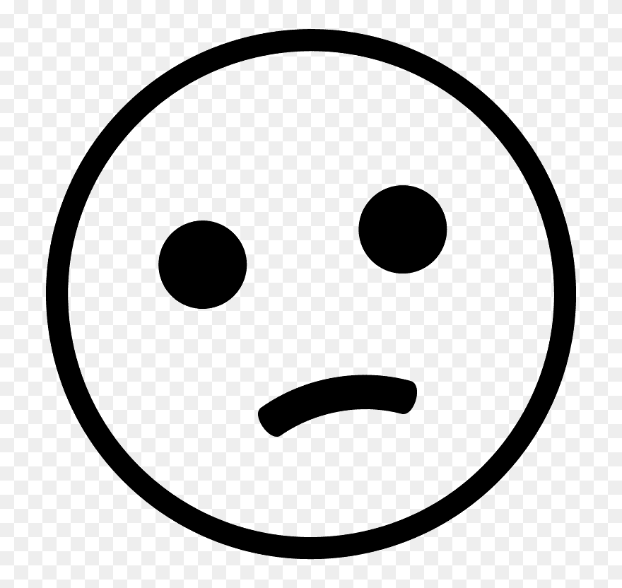 Confused Face Emoji Clipart - Confuse Emoji Black And White - Png Download