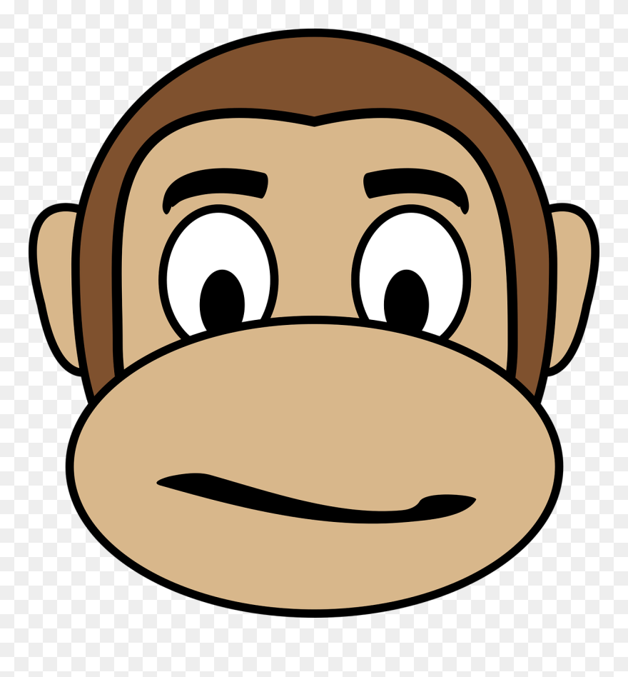 Transparent Confused Face Png - Monkey Face Cartoon Clipart
