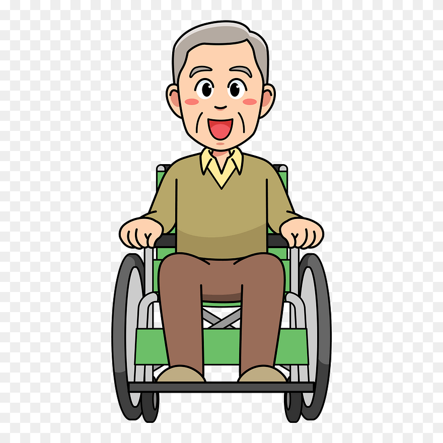 Wheelchair Grandfather Clipart - Cartoon Person In A Wheelchair - Png Download