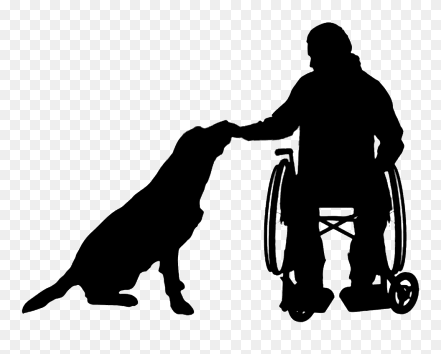 Dog Wheelchair Silhouette Disability - Children On Wheelchair Silhouette Clipart