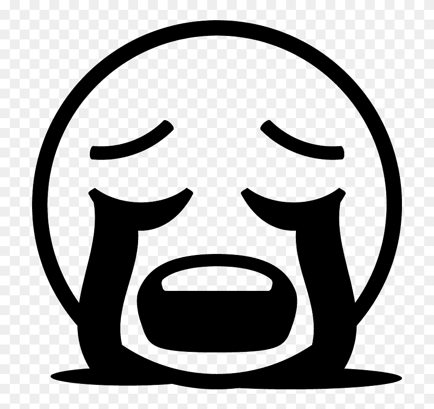 Loudly Crying Face Emoji Clipart - Black And White Crying Emoji - Png Download