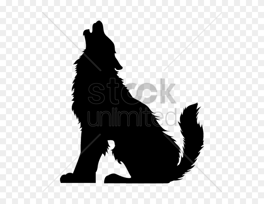 Silhouette Of Howling Wolf Clipart - Howling Wolf Silhouette Vector - Png Download