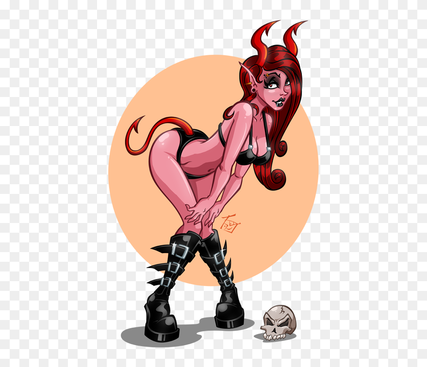 Pin Up Clipart She Devil - Demon Girl Pin Up - Png Download