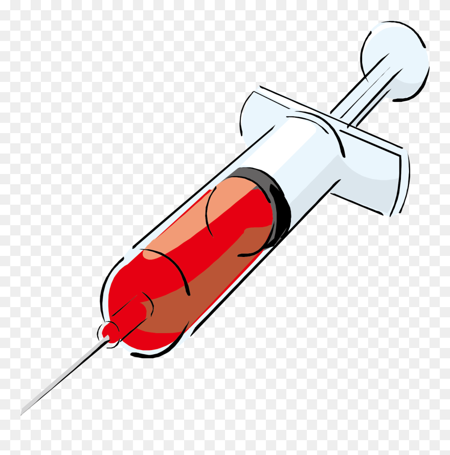 Vector Syringe Blood Cartoon - Transparent Cartoon Syringe Clipart