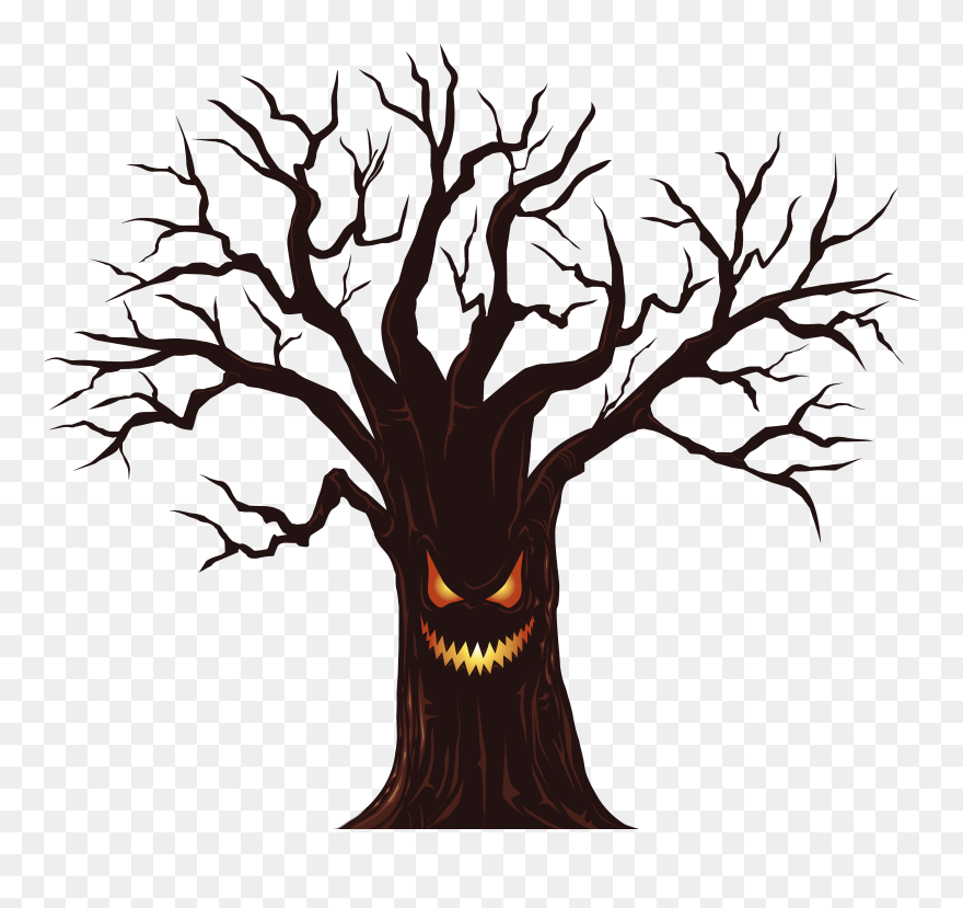 Halloween Card Wish Greeting Card - Spooky Tree Clipart - Png Download