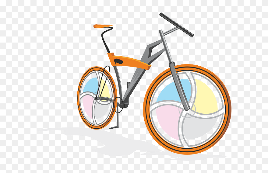 Cartoon, Orange, Bike, Bicycle, Cycling, Wheel, Sports - Bicycle Clip Art - Png Download