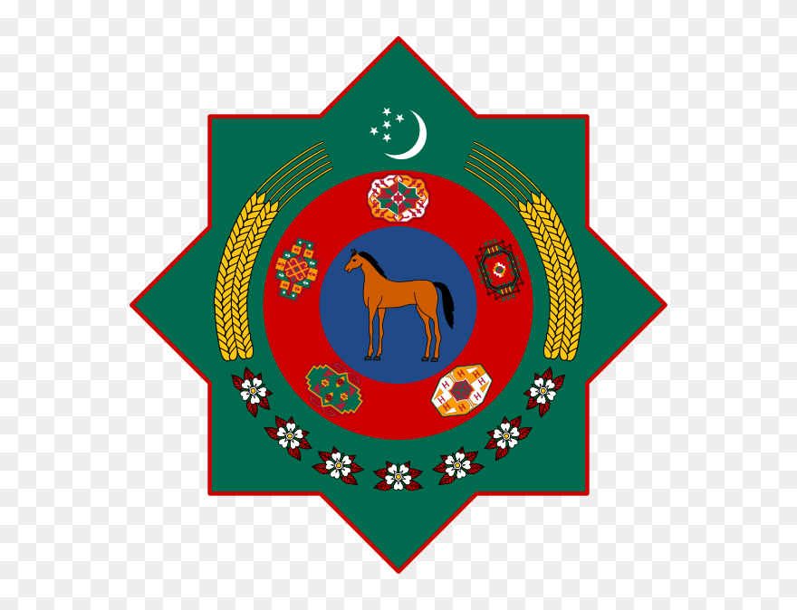 Free Vector Coat Of Arms Of Turkmenistan Clip Art - Turkmenistan Coat Of Arms - Png Download