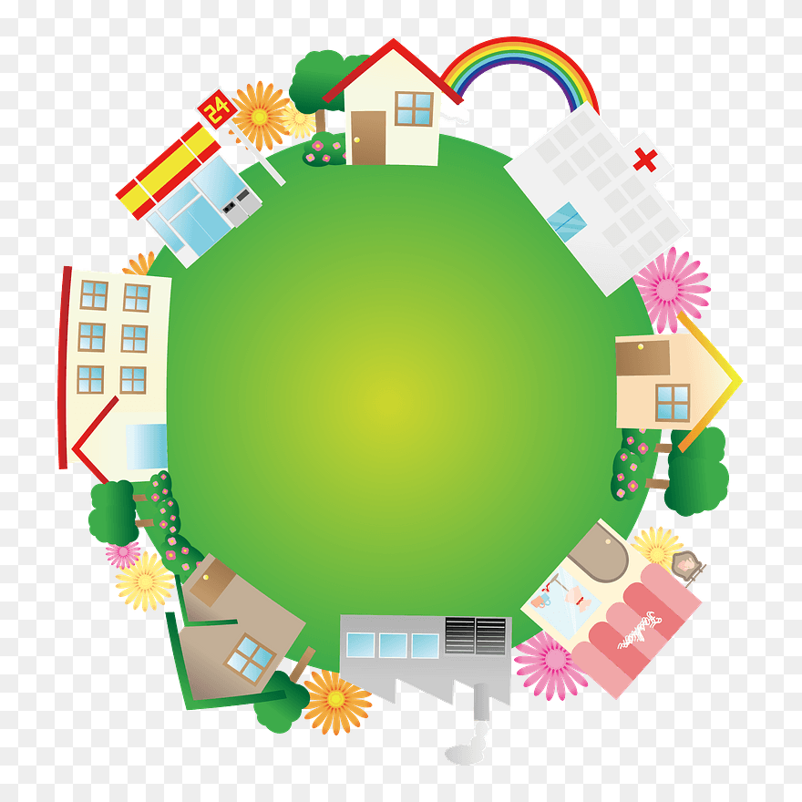 Planet Town Clipart - Circle - Png Download