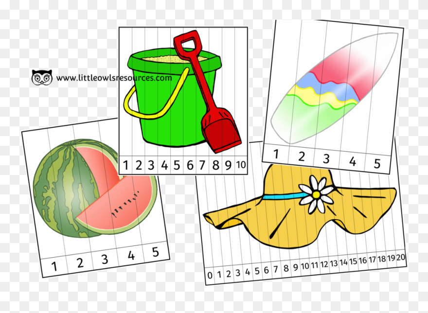 Summer Number Slice Cover Clipart