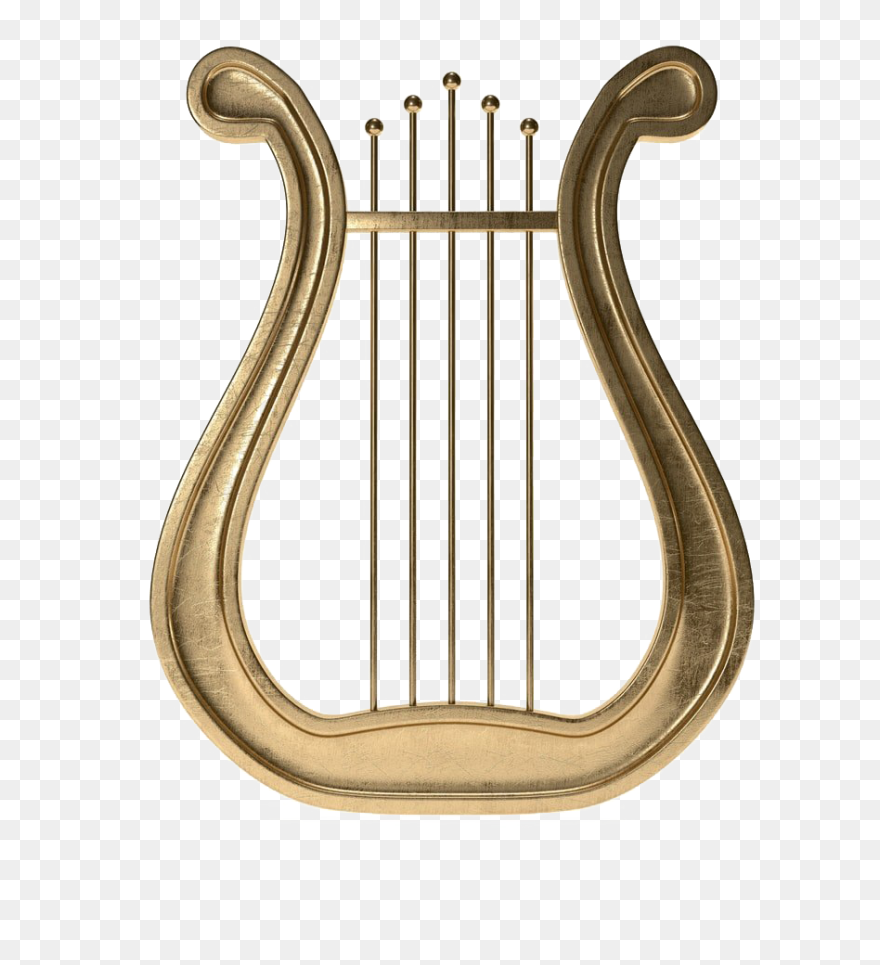 Gold Harp Png Clipart - Hand Held Harp Transparent Png