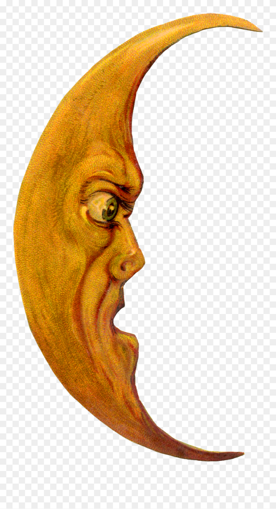 Transparent Vintage Man In The Moon Clipart - Vintage Halloween Clip Art - Png Download