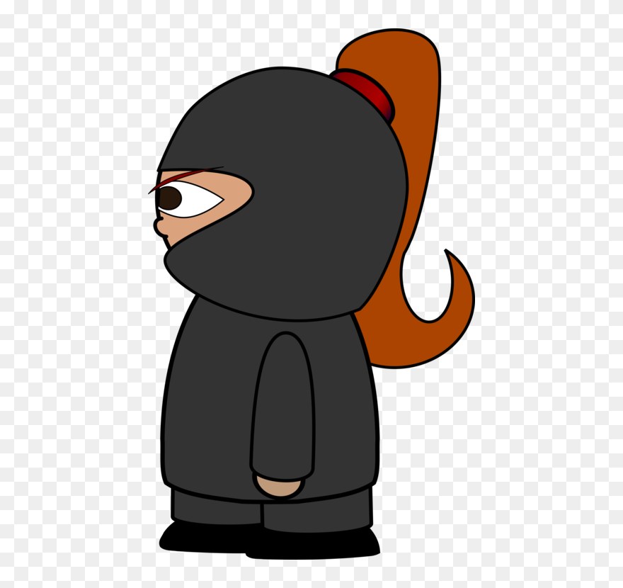 Character - Ninja With Pony Tail Clipart