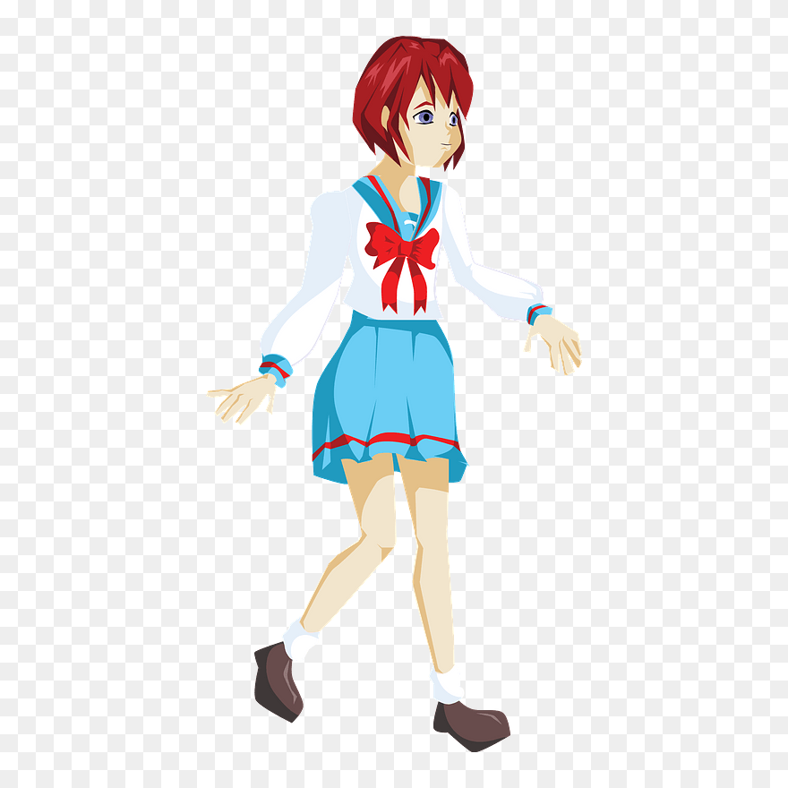 Anime School Girl Clipart - Png Download